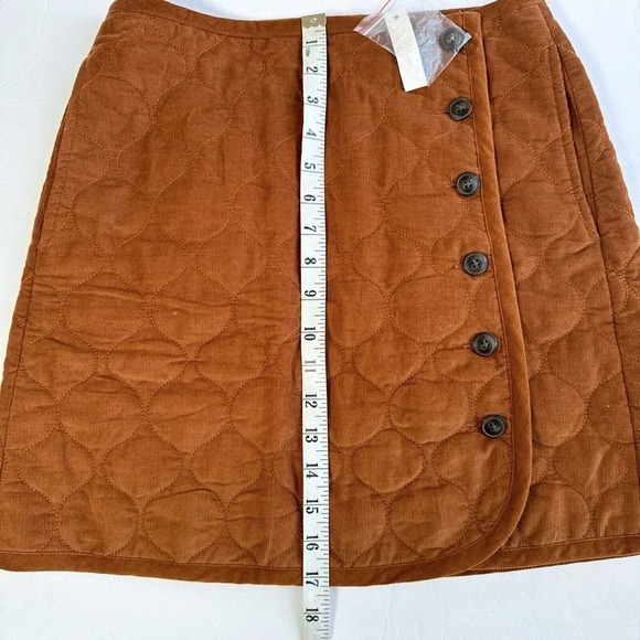 Madewell New Corduroy Quilted Brown Pockets Mini A-line Skirt Fall Women's 4 - Picture 10 of 12
